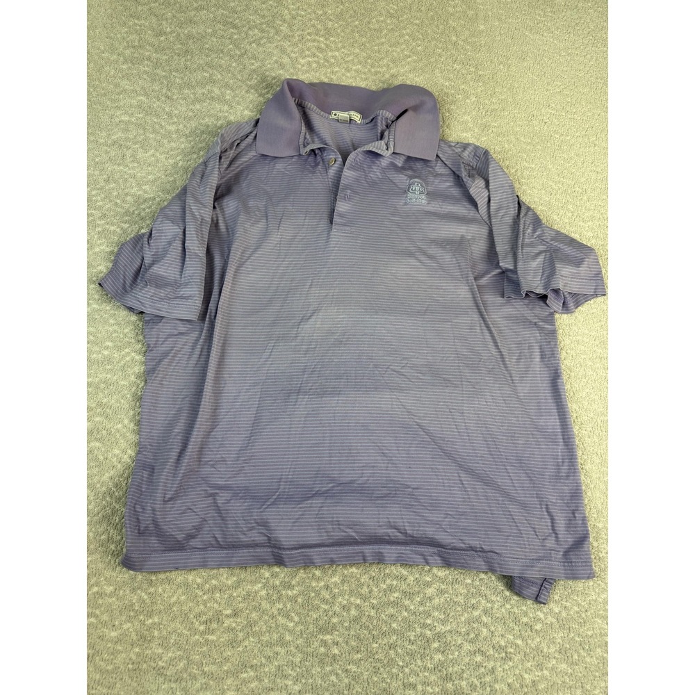 Peter Millar Polo Shirt Mens XL Purple Striped Banyan Golf Club Cotton